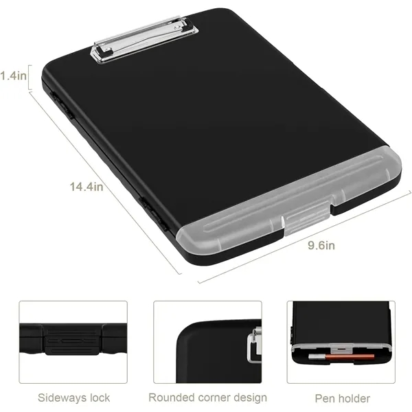 A4 Clipboard with Storage Compartment & Pen Holder - A4 Clipboard with Storage Compartment & Pen Holder - Image 3 of 7