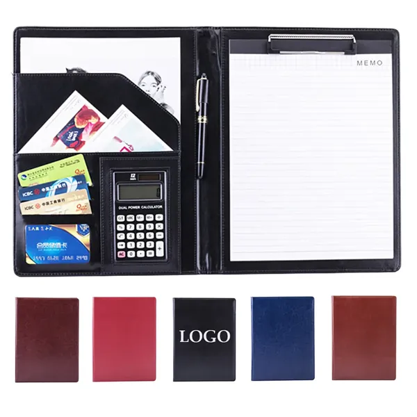 PU Leather Business Portfolio with 12-Digit Calculator - PU Leather Business Portfolio with 12-Digit Calculator - Image 0 of 8