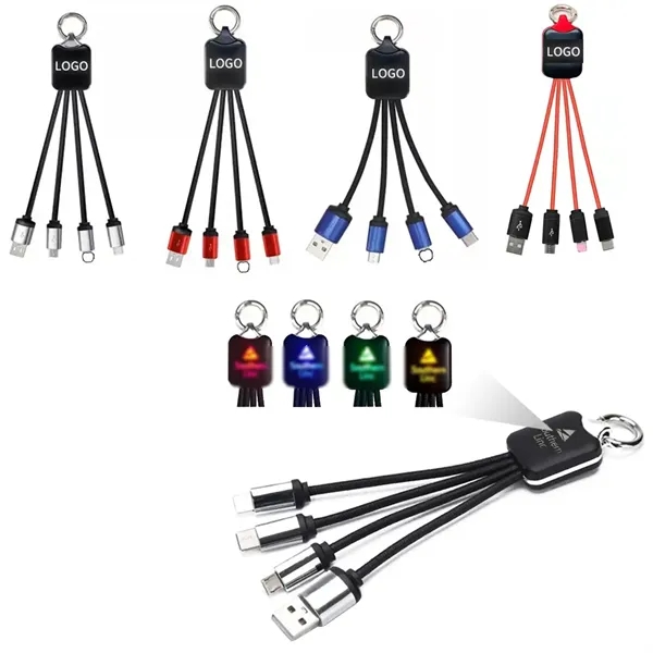 Custom Light up Logo 3 in 1 Charge Cable - Custom Light up Logo 3 in 1 Charge Cable - Image 0 of 2