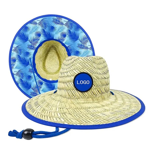 Summer Wide Brim Straw Woven Sun Hat With  Patch - Summer Wide Brim Straw Woven Sun Hat With  Patch - Image 3 of 5