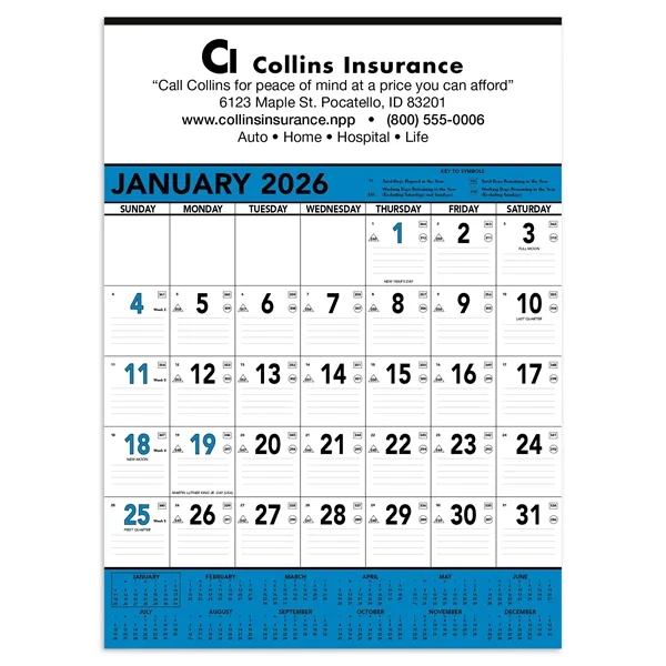 Triumph® Calendars Blue & Black Contractor Memo Calendar - Triumph® Calendars Blue & Black Contractor Memo Calendar - Image 0 of 1