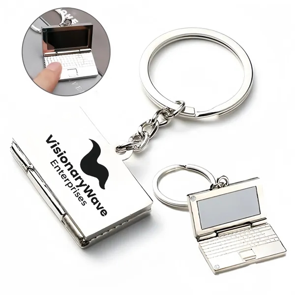 Fun Mini Metal Laptop-Shaped Keychain Unique Tech Accessory - Fun Mini Metal Laptop-Shaped Keychain Unique Tech Accessory - Image 0 of 2