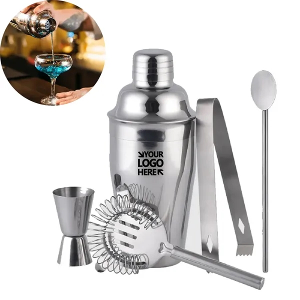 Stainless Steel Cocktail Shaker Set 5PCS - Stainless Steel Cocktail Shaker Set 5PCS - Image 0 of 3