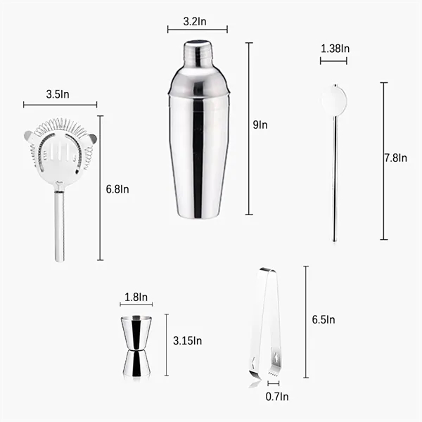 Stainless Steel Cocktail Shaker Set 5PCS - Stainless Steel Cocktail Shaker Set 5PCS - Image 3 of 3