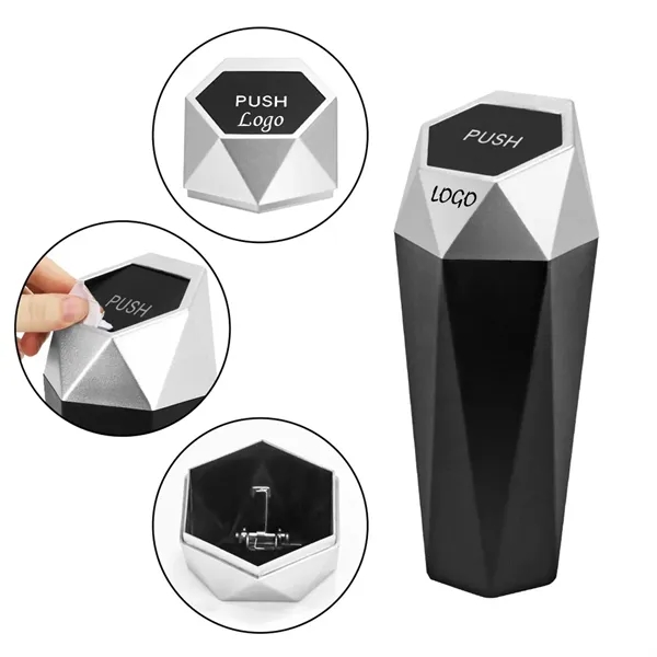 Mini Leakproof Diamond Shaped Car Trash Can Bin With Lid - Mini Leakproof Diamond Shaped Car Trash Can Bin With Lid - Image 0 of 3