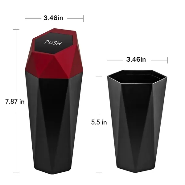 Mini Leakproof Diamond Shaped Car Trash Can Bin With Lid - Mini Leakproof Diamond Shaped Car Trash Can Bin With Lid - Image 1 of 3