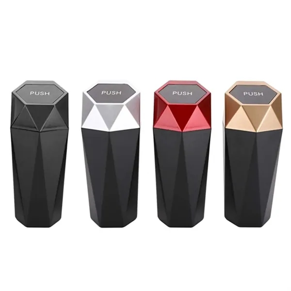 Mini Leakproof Diamond Shaped Car Trash Can Bin With Lid - Mini Leakproof Diamond Shaped Car Trash Can Bin With Lid - Image 2 of 3