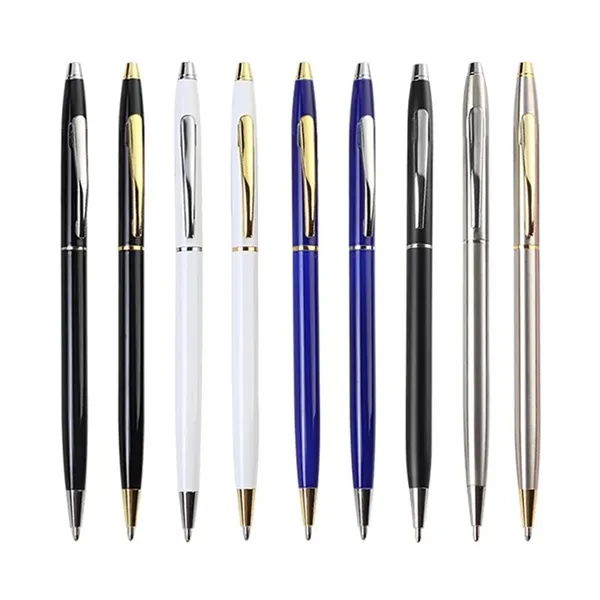Slim Metallic Retractable Ballpoint Pens - Slim Metallic Retractable Ballpoint Pens - Image 1 of 2