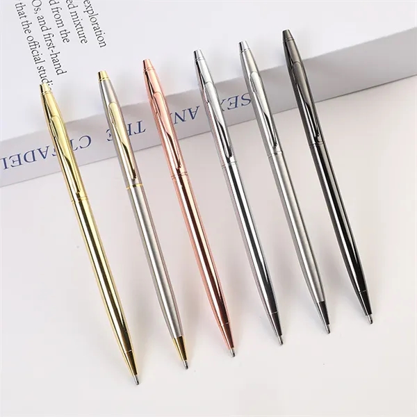 Slim Metallic Retractable Ballpoint Pens - Slim Metallic Retractable Ballpoint Pens - Image 2 of 2