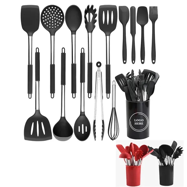 15-Piece Kitchen Cooking Utensils Set with Holder - 15-Piece Kitchen Cooking Utensils Set with Holder - Image 0 of 3