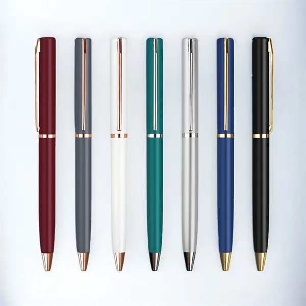 Simple Twist Type Metal Ballpoint Pen with Clip - Simple Twist Type Metal Ballpoint Pen with Clip - Image 1 of 3