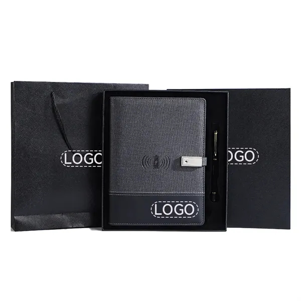A5 Notebook w/ Wireless Charging Powerbank and USB Drive - A5 Notebook w/ Wireless Charging Powerbank and USB Drive - Image 0 of 3