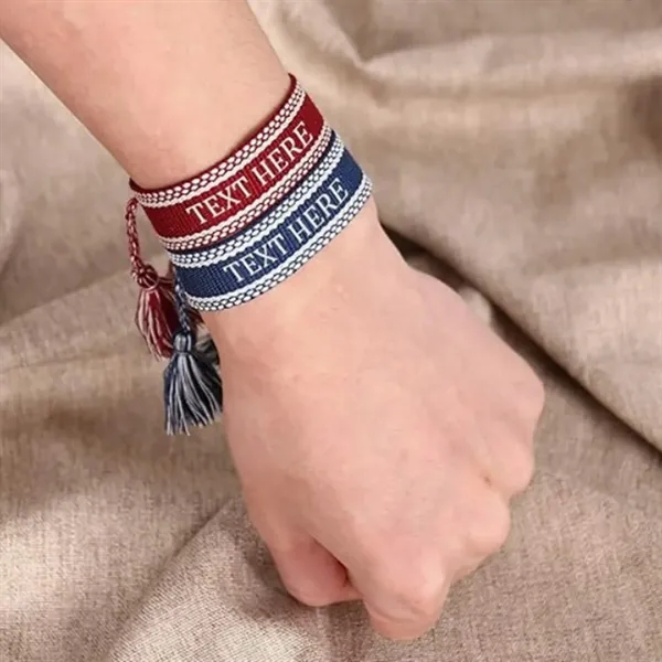Woven Embroidery Letter Tassel Bracelet - Woven Embroidery Letter Tassel Bracelet - Image 3 of 3
