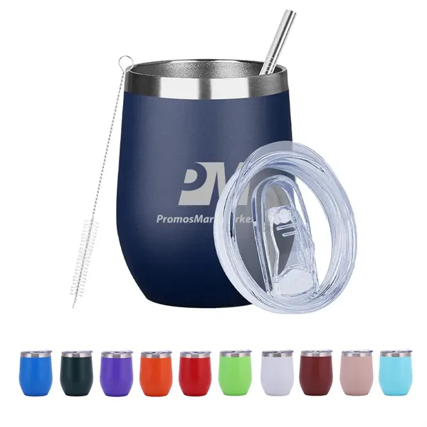 12 oz Stainless Steel Insulated Wine Tumbler with Lid - 12 oz Stainless Steel Insulated Wine Tumbler with Lid - Image 0 of 2