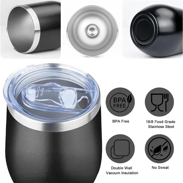 12 oz Stainless Steel Insulated Wine Tumbler with Lid - 12 oz Stainless Steel Insulated Wine Tumbler with Lid - Image 1 of 2