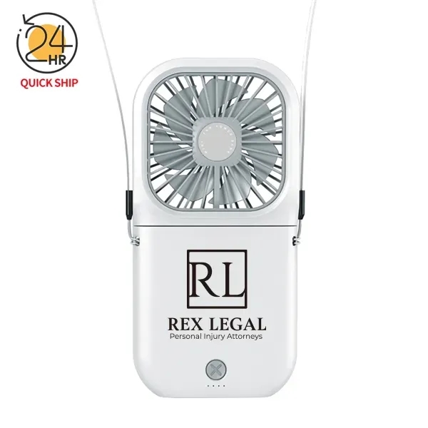 Folding Neck Fan with Power Bank 3000mAh - Folding Neck Fan with Power Bank 3000mAh - Image 0 of 19