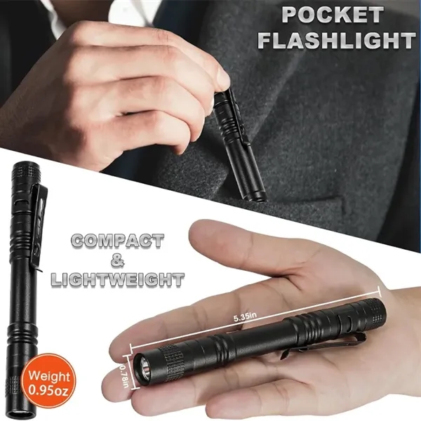Waterproof Aluminum Mini Pocket Pen Flashlight with Clip - Waterproof Aluminum Mini Pocket Pen Flashlight with Clip - Image 3 of 5