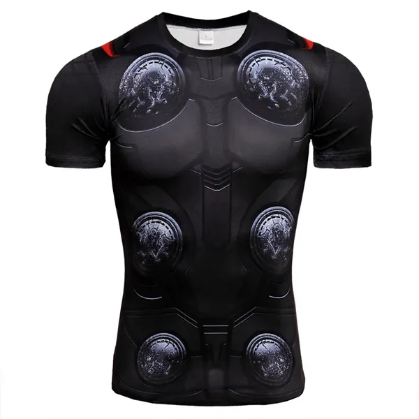 3D Digital Printing Short Sleeve T-Shirt Sports Tights Men's - 3D Digital Printing Short Sleeve T-Shirt Sports Tights Men's - Image 2 of 5