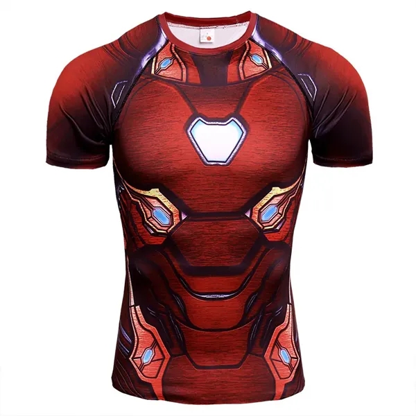 3D Digital Printing Short Sleeve T-Shirt Sports Tights Men's - 3D Digital Printing Short Sleeve T-Shirt Sports Tights Men's - Image 3 of 5