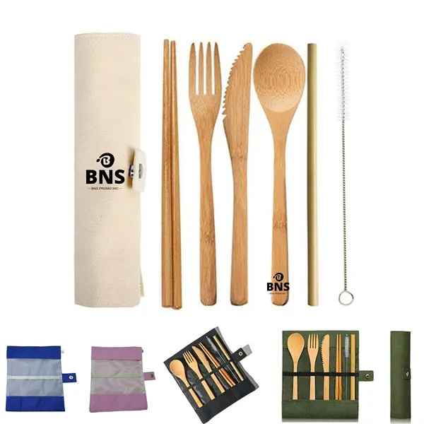 Bamboo Cutlery Set, Bamboo Utensils Set With Pouch - Bamboo Cutlery Set, Bamboo Utensils Set With Pouch - Image 0 of 0