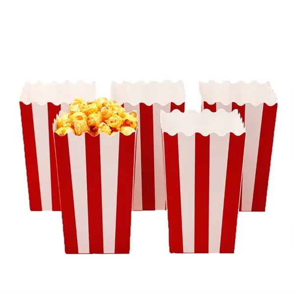 Red White Striped Classic Popcorn Boxes for Movie Night - Red White Striped Classic Popcorn Boxes for Movie Night - Image 0 of 3
