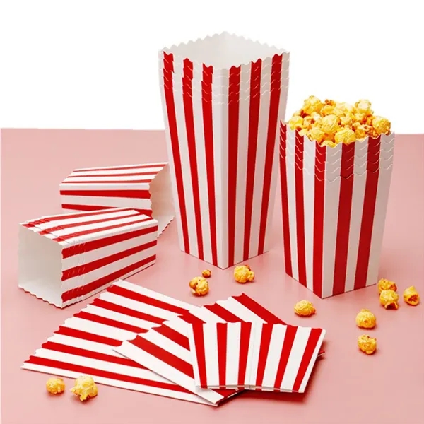 Red White Striped Classic Popcorn Boxes for Movie Night - Red White Striped Classic Popcorn Boxes for Movie Night - Image 1 of 3