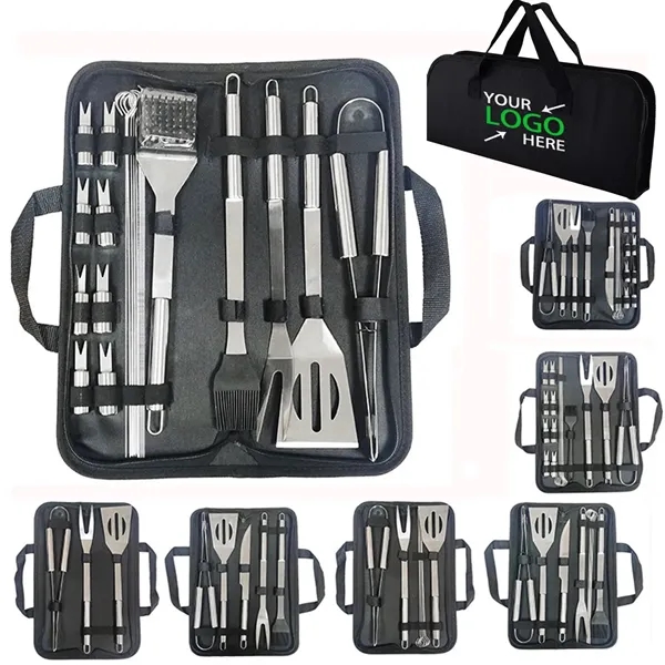 Stainless Steel BBQ Grill Tool Kit with Carrying Bag 20pcs - Stainless Steel BBQ Grill Tool Kit with Carrying Bag 20pcs - Image 0 of 3
