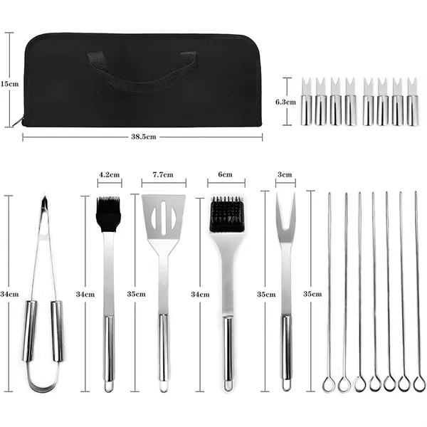 Stainless Steel BBQ Grill Tool Kit with Carrying Bag 20pcs - Stainless Steel BBQ Grill Tool Kit with Carrying Bag 20pcs - Image 1 of 3