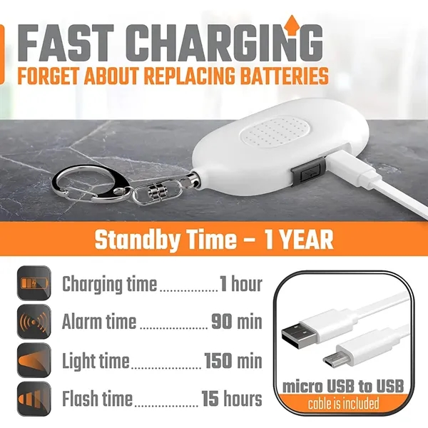 Portable Rechargeable Emergency Safety Alarm Keychain - Portable Rechargeable Emergency Safety Alarm Keychain - Image 3 of 7