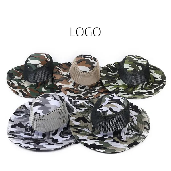 Mens Fishing Hat Wide Large Brim Sun with Camouflage - Mens Fishing Hat Wide Large Brim Sun with Camouflage - Image 1 of 8