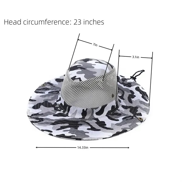 Mens Fishing Hat Wide Large Brim Sun with Camouflage - Mens Fishing Hat Wide Large Brim Sun with Camouflage - Image 6 of 8