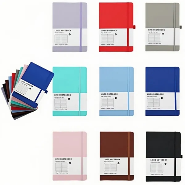 Premium PU Leather A5 Notebook with Elastic Closure - Premium PU Leather A5 Notebook with Elastic Closure - Image 0 of 4