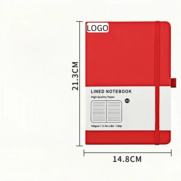 Premium PU Leather A5 Notebook with Elastic Closure - Premium PU Leather A5 Notebook with Elastic Closure - Image 1 of 4
