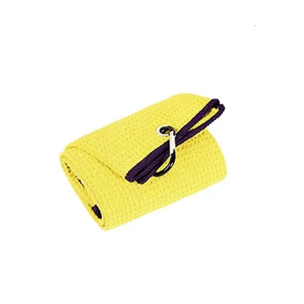 Waffle Pattern Golf Towel with Clip - Waffle Pattern Golf Towel with Clip - Image 3 of 5