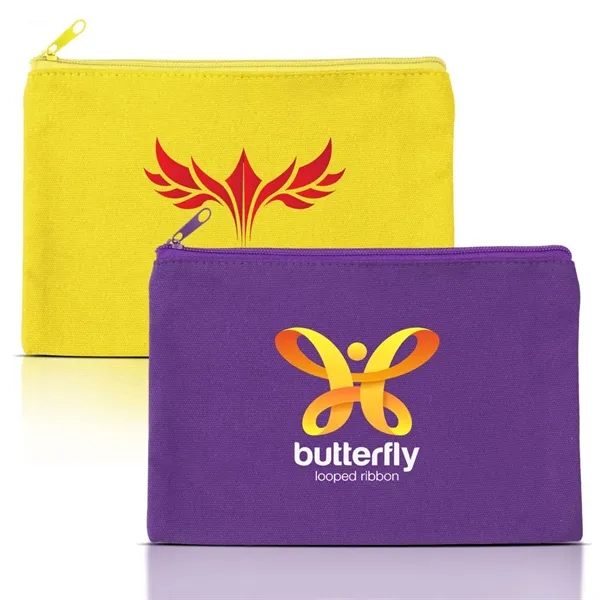 9" X 6" Solid Color Cotton Canvas Multi Purpose Zipper Pouch - 9" X 6" Solid Color Cotton Canvas Multi Purpose Zipper Pouch - Image 0 of 4