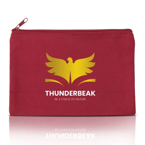 9" X 6" Solid Color Cotton Canvas Multi Purpose Zipper Pouch - 9" X 6" Solid Color Cotton Canvas Multi Purpose Zipper Pouch - Image 1 of 4