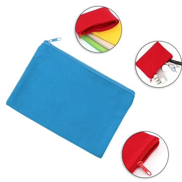 9" X 6" Solid Color Cotton Canvas Multi Purpose Zipper Pouch - 9" X 6" Solid Color Cotton Canvas Multi Purpose Zipper Pouch - Image 2 of 4