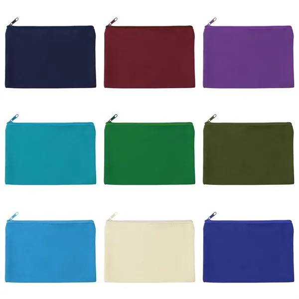 9" X 6" Solid Color Cotton Canvas Multi Purpose Zipper Pouch - 9" X 6" Solid Color Cotton Canvas Multi Purpose Zipper Pouch - Image 3 of 4