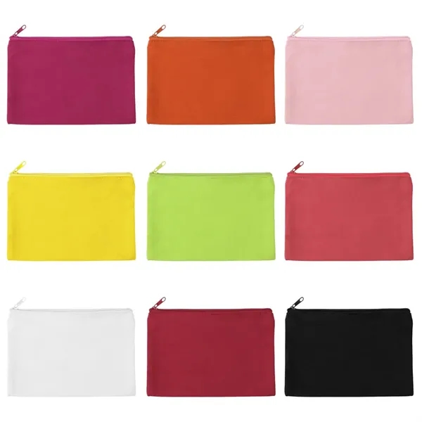 9" X 6" Solid Color Cotton Canvas Multi Purpose Zipper Pouch - 9" X 6" Solid Color Cotton Canvas Multi Purpose Zipper Pouch - Image 4 of 4