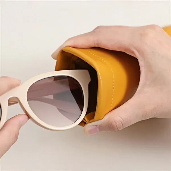 Portable Leather Glasses Case Squeeze Top - Portable Leather Glasses Case Squeeze Top - Image 3 of 5