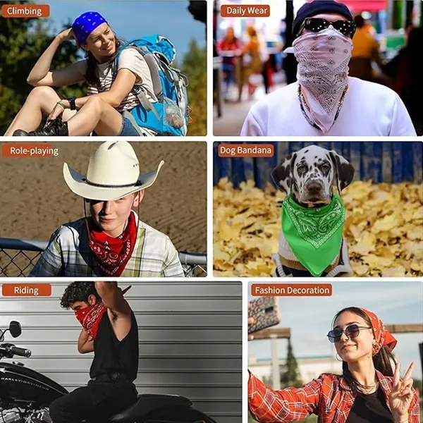 Outdoor Riding HipHop Paisley Cashew Flower Square Bandana - Outdoor Riding HipHop Paisley Cashew Flower Square Bandana - Image 4 of 4