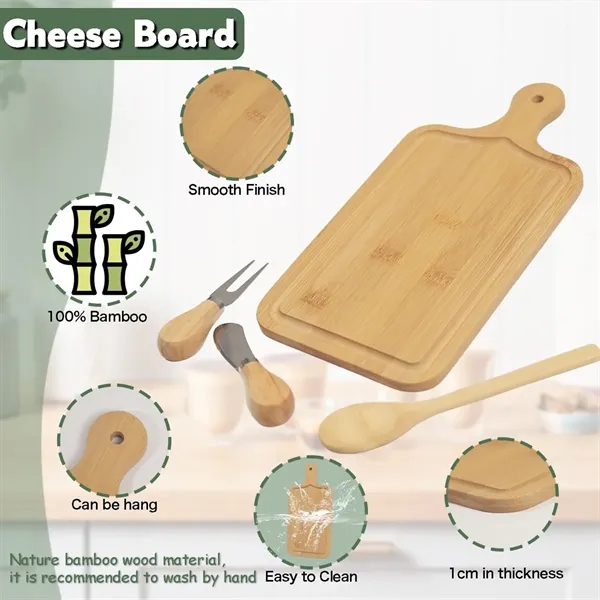 Baby shower prizes bridal gift bag bamboo cheese board set - Baby shower prizes bridal gift bag bamboo cheese board set - Image 2 of 4