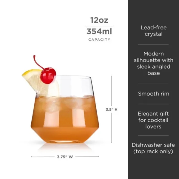 Viski® Raye Angled Crystal Cocktail Tumbler - Viski® Raye Angled Crystal Cocktail Tumbler - Image 5 of 9