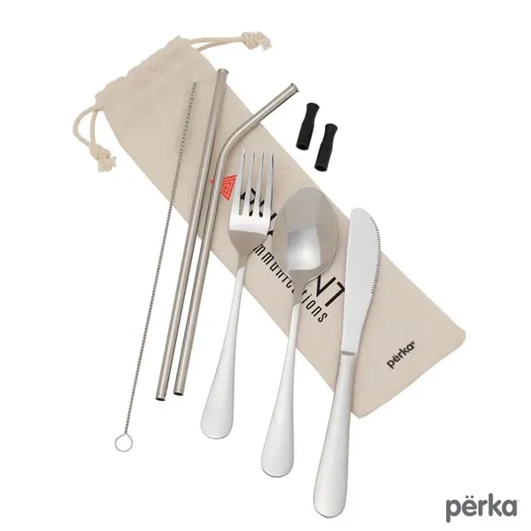 Perka® Castellana 6-Piece Steel Straw & Utensil Set - Perka® Castellana 6-Piece Steel Straw & Utensil Set - Image 0 of 13
