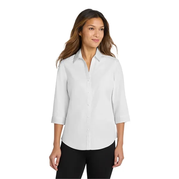 Port Authority Women's 3/4-Sleeve Carefree Poplin Shirt. - Port Authority Women's 3/4-Sleeve Carefree Poplin Shirt. - Image 3 of 14