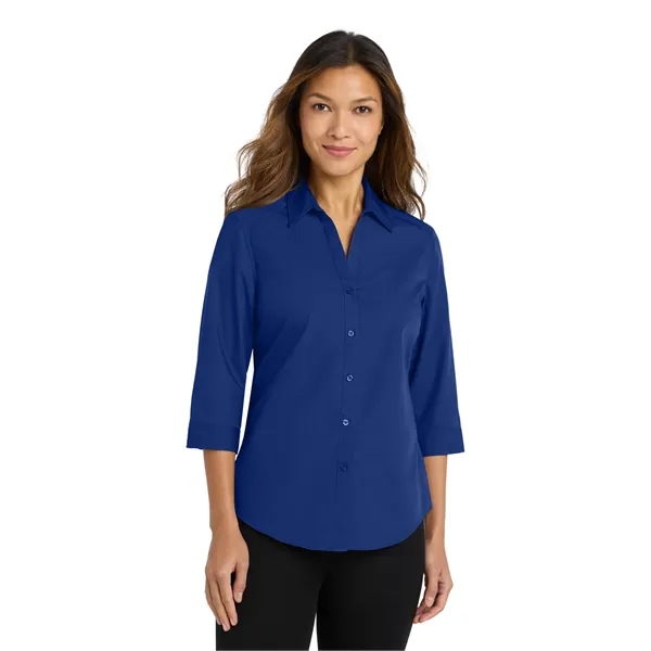 Port Authority Women's 3/4-Sleeve Carefree Poplin Shirt. - Port Authority Women's 3/4-Sleeve Carefree Poplin Shirt. - Image 8 of 14
