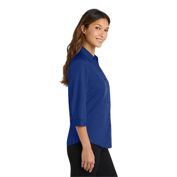 Port Authority Women's 3/4-Sleeve Carefree Poplin Shirt. - Port Authority Women's 3/4-Sleeve Carefree Poplin Shirt. - Image 10 of 14