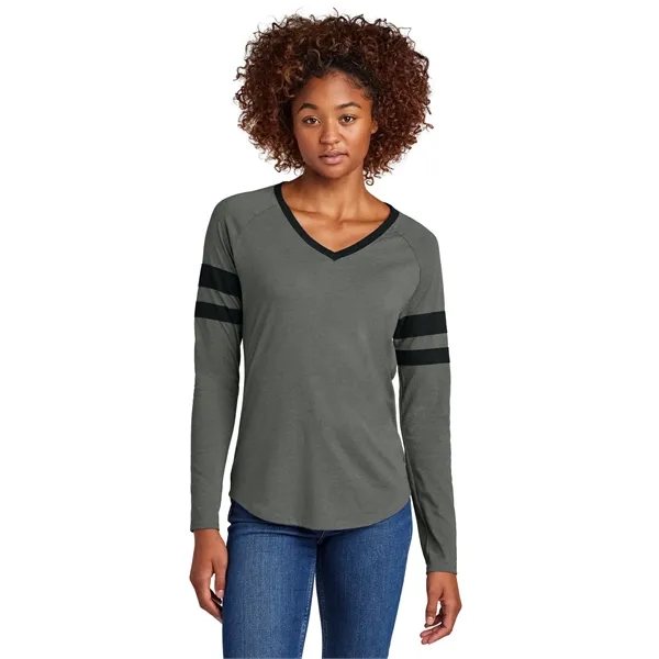 Sport-Tek Women's Halftime Stripe Long Sleeve V-Neck Tee