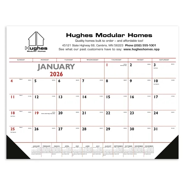Triumph® Calendars Red & Black Desk Pad with Vinyl Corners - Triumph® Calendars Red & Black Desk Pad with Vinyl Corners - Image 0 of 1