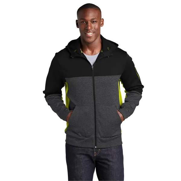 Sport-Tek Tech Fleece Colorblock Full-Zip Hooded Jacket. - Sport-Tek Tech Fleece Colorblock Full-Zip Hooded Jacket. - Image 4 of 25